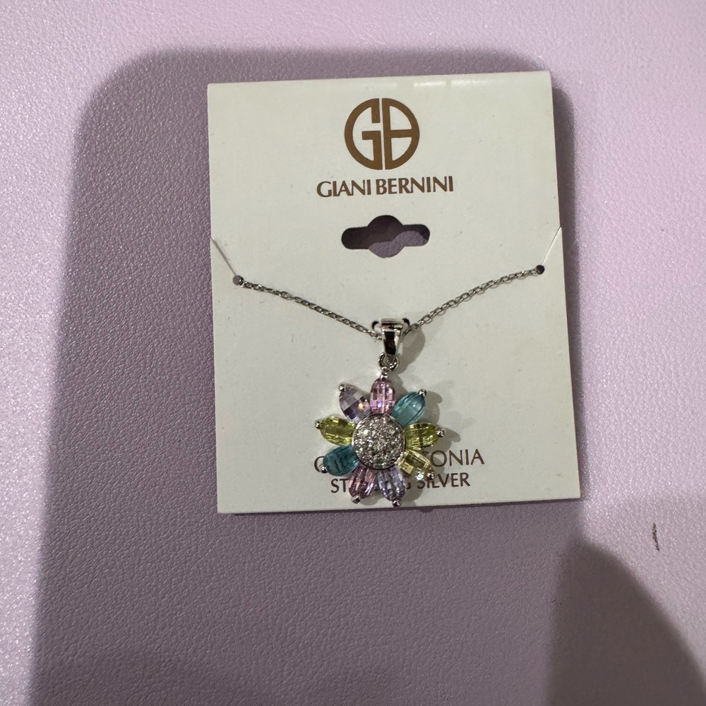 Giani Bernini Sterling Silver Pink Floral Necklace